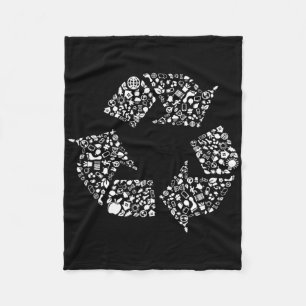 Recycling Logo Recycle Symbol Earth Day  Fleece Blanket