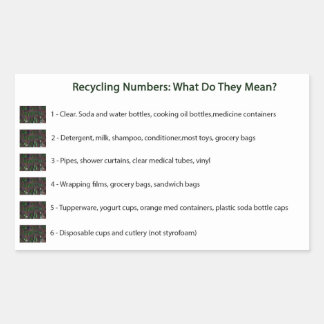 Recycling Numbers (White) Rectangular Sticker