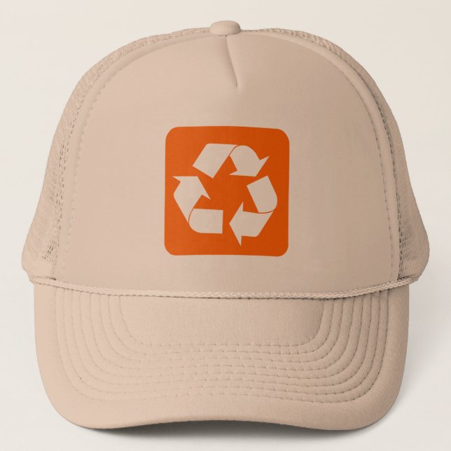 Recycling Sign - Orange Trucker Hat (Front)