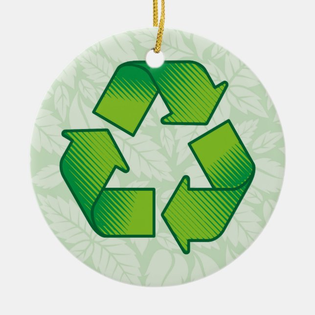Recycling symbol ceramic ornament (Front)
