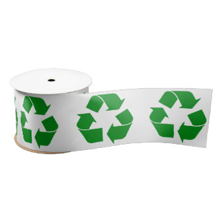 Recycling Symbol - Green Satin Ribbon