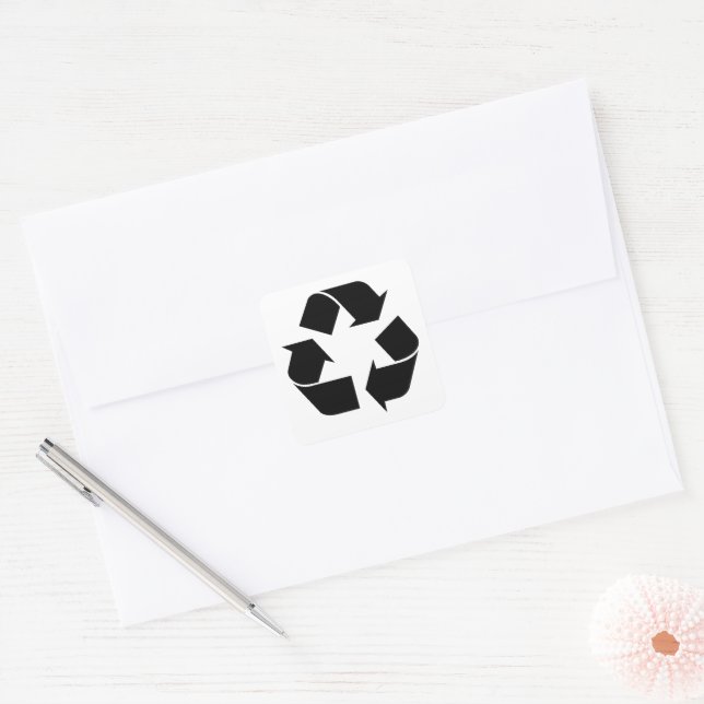 Recycling Symbol - Green Square Sticker (Envelope)