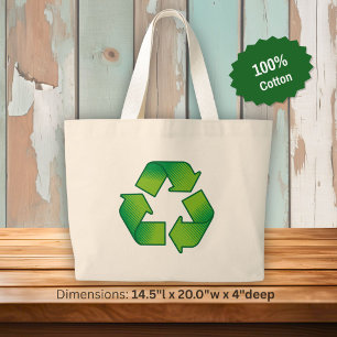 Recycling symbol large tote bag