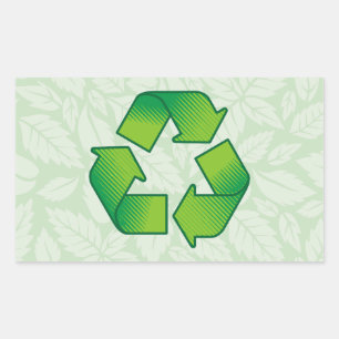Recycling symbol rectangular sticker