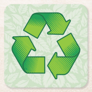 Recycling Symbol Square Paper Coaster
