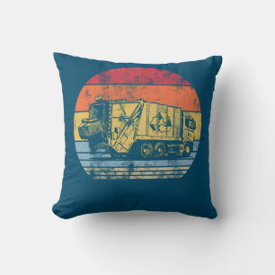 Recycling Trash Garbage Truck Sunset Old School Cushion