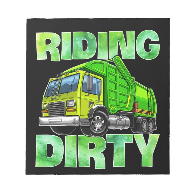 Recycling Trash Garbage Truck T Kids Men Riding Notepad (Front)