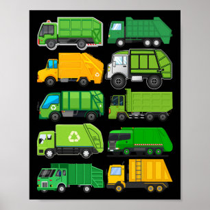 Recycling Trash Garge Truck Kids Birthday Gifts Ea Poster