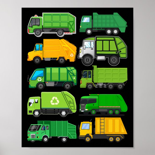 Recycling Trash Garge Truck Kids Birthday Gifts Ea Poster (Front)