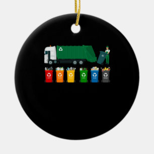 Recycling Trash Truck Ceramic Ornament