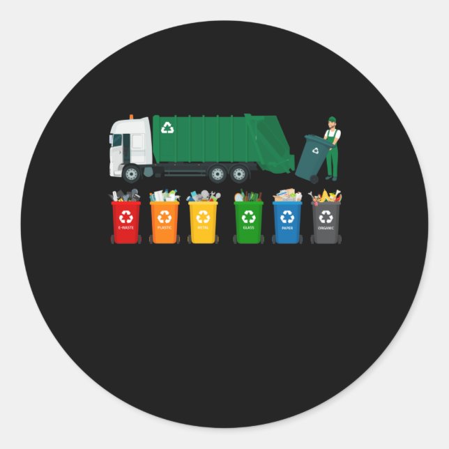 Recycling Trash Truck Classic Round Sticker (Front)