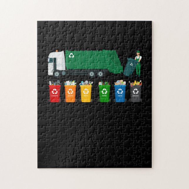 Recycling Trash Truck Jigsaw Puzzle (Vertical)