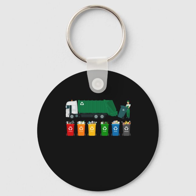 Recycling Trash Truck Key Ring (Front)