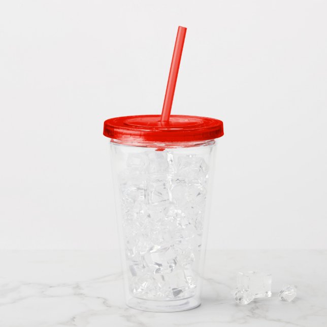 Red 16 oz Acrylic Tumbler for Cold Beverages (Back Ice)