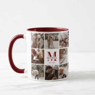 Red 18 Photo Collage Modern Family Personalised Mug