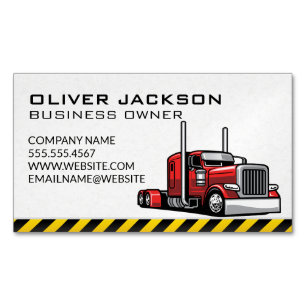 Red 18 Wheeler   Truck Driver Magnetic Business Card