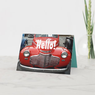 Red 1941 Classic Chevy Coupe Hello! Card