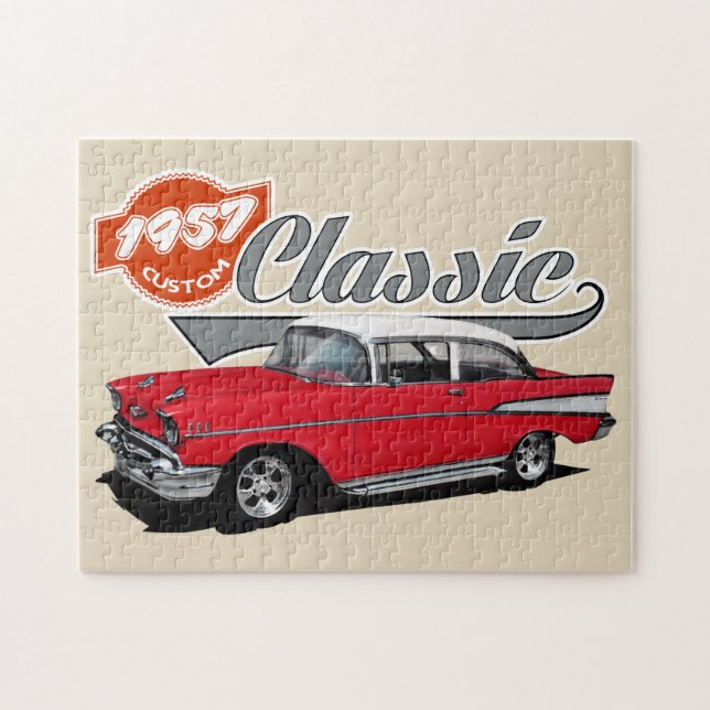 Red 1957 Classic Car Jigsaw Puzzle (Horizontal)