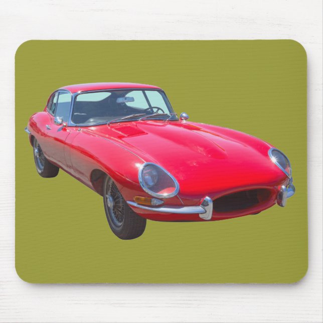 Red 1964 Jaguar XKE Antique Sports Car Mouse Pad (Front)