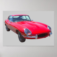 Red 1964 Jaguar XKE Antique Sports Car