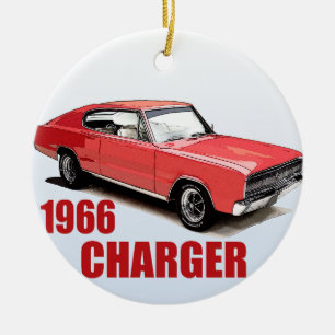 Red 1966 Dodge Charger Ornament