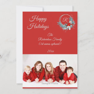 Red 1 Photo Family Holiday Card