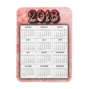 Red 2018 Calendar Refrigerator Locker  Magnet
