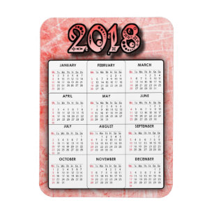 Red 2018 Calendar Refrigerator Locker  Magnet