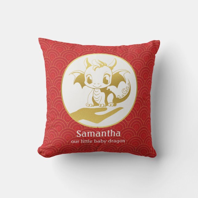 Red 2024 Born in Year of the Dragon Personalised Cushion (Front)
