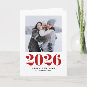 Red 2025 Bold Typography New Year Photo Holiday Card