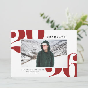 Red 2026 Bold Typography Photo Graduation Announcement