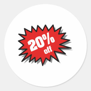 Red 20 Percent Off Classic Round Sticker
