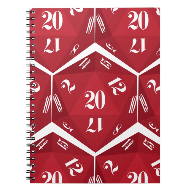 Red-20-Sided-Dice-Pattern Notebook (Front)