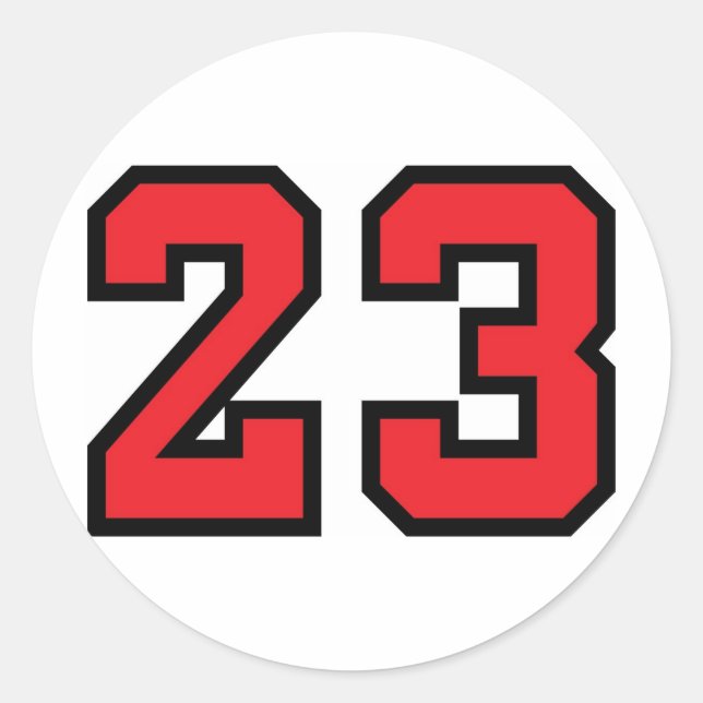 Red 23 classic round sticker (Front)