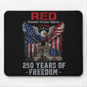 Red 250 Years Aamerica Support Our Troops Always Mouse Pad