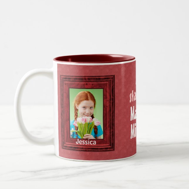 Red 2 Photo MOM Miracle Worker Two-Tone Coffee Mug (Left)