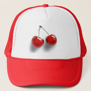 red-31484 red two food fruit cartoon cherries cher trucker hat