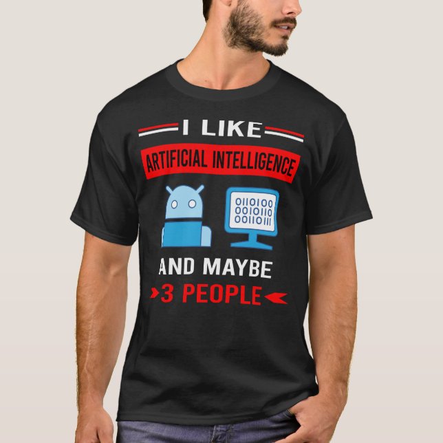 Red 3 People Artificial Intelligence AI T-Shirt (Front)