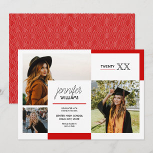 Red 3 Photo Graduation Announcement