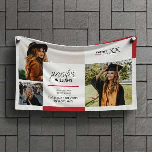 Red 3 Photo Graduation Banner