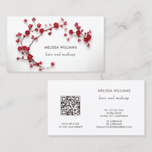 Red 3D Cherry Blossoms Business Card