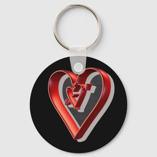 Red 3D Hearts Key Ring (Front)