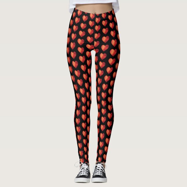 Red 3d hearts leggings (Front)