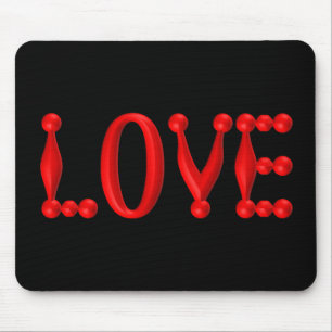 Red 3D LOVE Mouse Pad