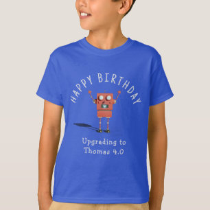 Red 3D robot kids birthday party T-Shirt