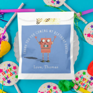 Red 3D robot kids birthday party thank you Favour Bag