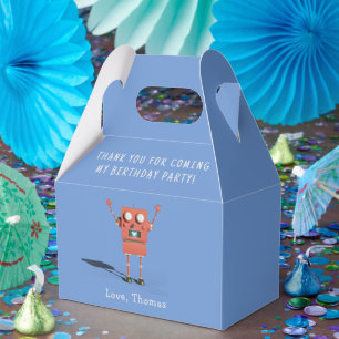 Red 3D robot kids birthday party thank you Favour Box