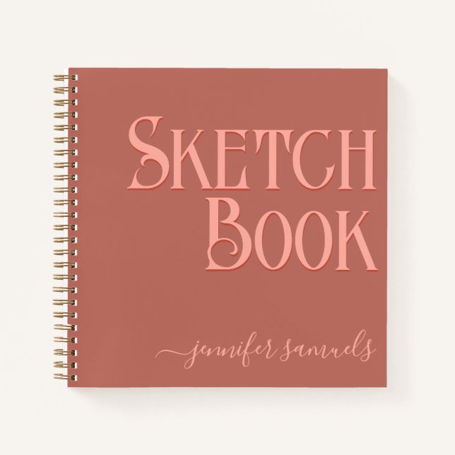 Red 3D Sketch Book with Artist Name (Front)
