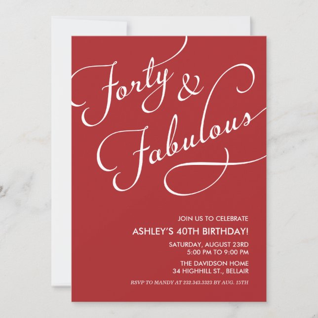 Red 40 and Fabulous Invitations (Front)