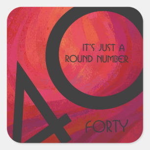 Red 40 Decade Birthday Square Sticker